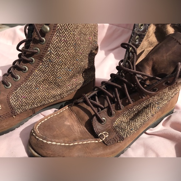 G.H. Bass & Co. Millie Herringbone Colorful Knit Side Laced Leather Boot - 8M - Picture 7 of 15